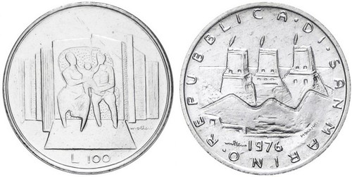 1976 san marino - 100, lire
