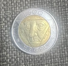 Ultra Rara Moneta 500 Lire San Marino Hegel Errore Di Conio 1996