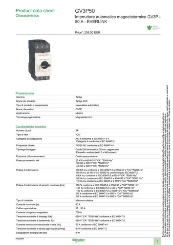 Gv3 p50 interruttore termico - gv3-p50,