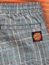 Santa Cruz 'Locale' Grigio Check Shorts Felpa Tasche Uomo Estivo Skateboard RARO