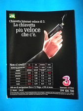 RITAGLIO DI GIORNALE PUBBLICITA' CHIAVETTA INTERNET 3 DA COLLEZIONE - (151)