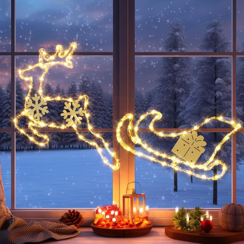 Luci natale finestra renna - finestra, e