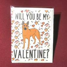 Biglietto San Valentino Belga Malinois fatto a mano cucciolo amore festa biglietto
