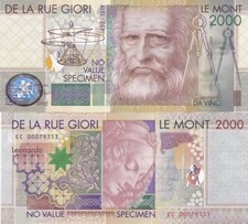 DE LA RUE GIORI LEONARDO DA VINCI LE MONT 2000 SPECIMEN FDS