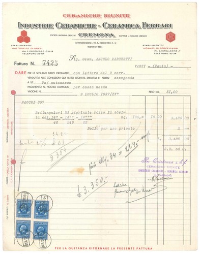 1937 cremona industrie - 1937,