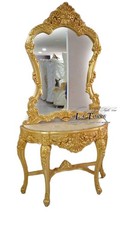 Consolle con specchiera Luigi XV barocco in legno entratina foglia oro marmo avo