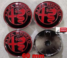 4 COPRIMOZZI ALFA ROMEO GIULIETTA MITO BRERA 147 TAPPI RUOTA ROSSO RED 60MM