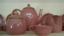 Servizio caffè x 12 persone-ceramica rosa e oro-italiano 1950/60-vintage
