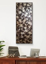 Quadro Dipinto A Mano Su Tela Astratto Moderno Marrone Oro Beige Elegante 