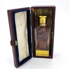 Antica bottiglia di profumo vittoriana del 1863 in argento sterling e vetro