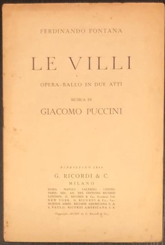 Puccini giacomo villi - puccini, giacomo.
