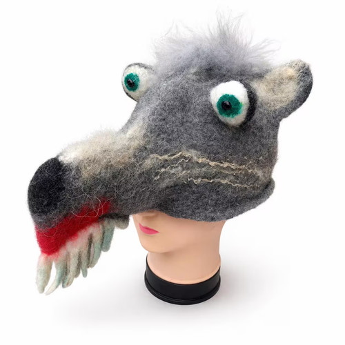 Cappello lupo fatto mano - lupo, a