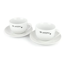 Tazze Twinings set 2 tazze da tè e 2 piattini in porcellana bianca