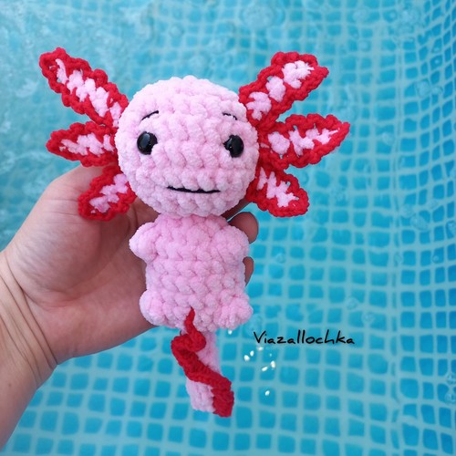 Peluche axolotl all uncinetto - axolotl, all'uncinetto