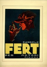 CANDELE per MOTORI "FERT"-LOCANDINA ORIGINALE Milano 1924-Cm:31x24