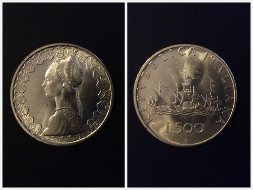 500 lire argento caravelle fdc - caravelle,
