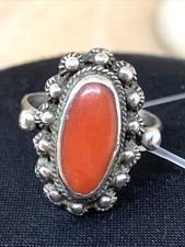 ANELLO A FIGARO IN FILIGRANA D'ARGENTO SARDA E CORALLO ROSSO MEDITERRANEO