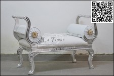 Dormeuse panca pompeana divano panchetta legno argento ecopelle bianca AL1891