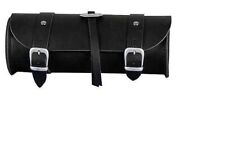 Porta attrezzi moto in cuoio nero per custom harley rullo tool box pelle nera