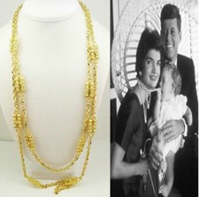 COLLANA JACKIE KENNEDY<PAPERCLIP> ''CAMROSE & KROSS'' BRILLANTI,LEGA ORO GIALLO!