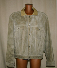 Giacca  in pelle scamosciata pesante colore beige / VINTAGE anni 90 TAGLIA 48/50