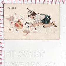 I7128 ILLUSTRATORE ALDO MAZZA 1917 ASSEDIO BAMBINO GUERRA CANNONE FORTE GIOCO