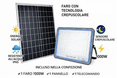 Faro solare 500w led esterno - faro,