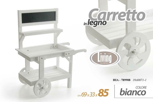 Carretto legno bianco con - legno,