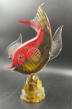 MURANO VETRO ARTISTICO STATUA STATUETTA FIGURA SOPRAMMOBILE PESCE TRICOLORE