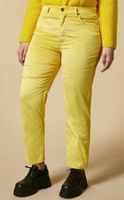 Pantalone Marina Rinaldi Rauler in velluto a coste giallo brillante taglia 18 nuovo