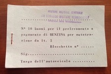 Blocchetto 10 buoni benzina in dotazione al commando militare vintage