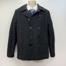 Superdry Pea Cappotto Giacca Uomo Taglia Media The Rookie Militare Nero Misto Lana