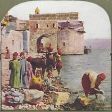 Nativi tiberiani, Vita sul mare di Galilea, Terra Santa 1904 Stereoview a colori