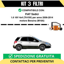 Kit 3 Filtri Tagliando per FIAT Sedici 1.6 16V 4x4 79 kw Benzina 2006-2014