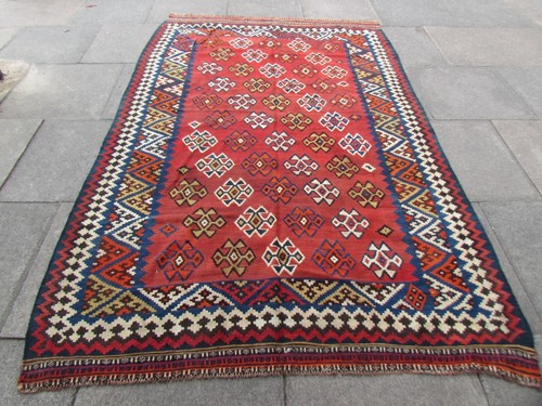 Tappeto kilim lana rosso blu