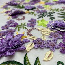 Tessuto Tulle Ricamato Giallo