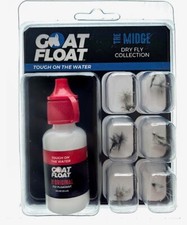 Goat Float The Midge Premium Dry Fly Collection, 12 mosche, leader, galleggiante GF