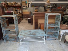 Scaffale a libro shabby chic in pino (coppia) colore blu porto costiero SUPER ROBUSTO