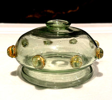 INFILAGGIO IN VETRO DI MURANO, COLORE VERDE / ORO,  Ø 110 mm, PER LAMPADARI