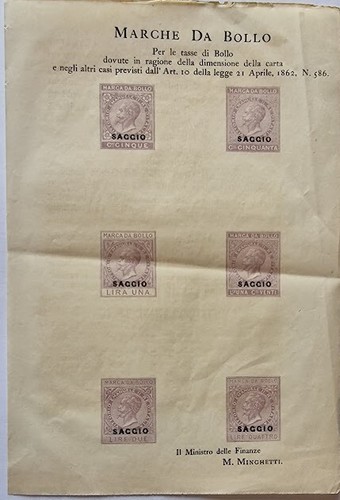 1862 regno foglietto marche - 1862,