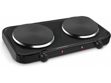 FORNELLO ELETTRICO 2000W ACCIAIO 2 PIASTRE TERMOSTATO 5 LIVELLI TEMPERATURA