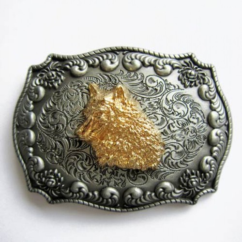 Western buckle wolf testa - buckle, wolf,