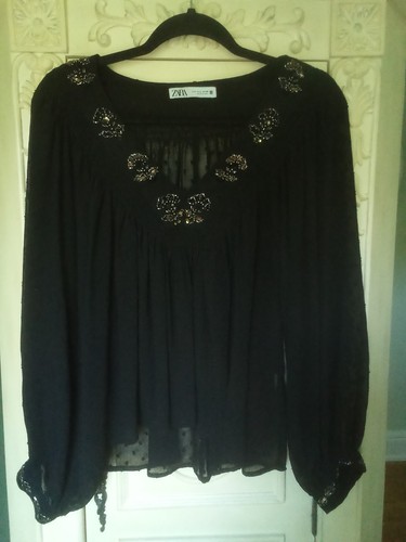Zara blusa nera floreale - zara,