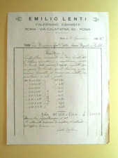 FATTURA COMMERCIALE - EMILIO LENTI FALEGNAME EBANISTA  ROMA 1921
