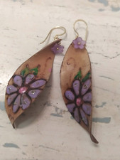 Orecchini in corteccia di cocco, leggerissimi... dipinti a mano