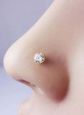 Piercing spilla naso donna diamante tondo naturale 3 mm GH SI oro giallo 14 carati