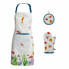 Set cucina Azure guanto + presina + grembiule c/stampa digitale V936