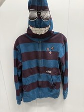 Felpa con cappuccio e zip intera Volcom taglia Y2K Youth Xl righe blu persone