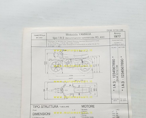Yamaha 400 1a3 - 400, scheda