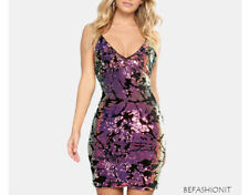 Vestito abito corto donna paillettes multicolor sexy elegante aderente festa